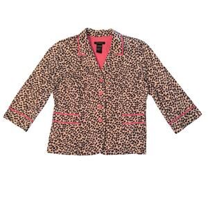 Hipnotix Floral Blazer Pink Trim Black Daisy Print Button Front Jacket Size 14